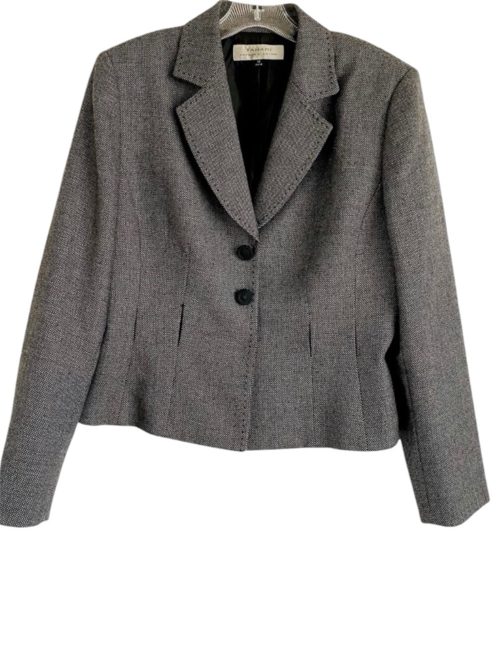 TAHARI ASL WOOL Black Blazer Suit Jacket Size 12 Career Business Office Classic